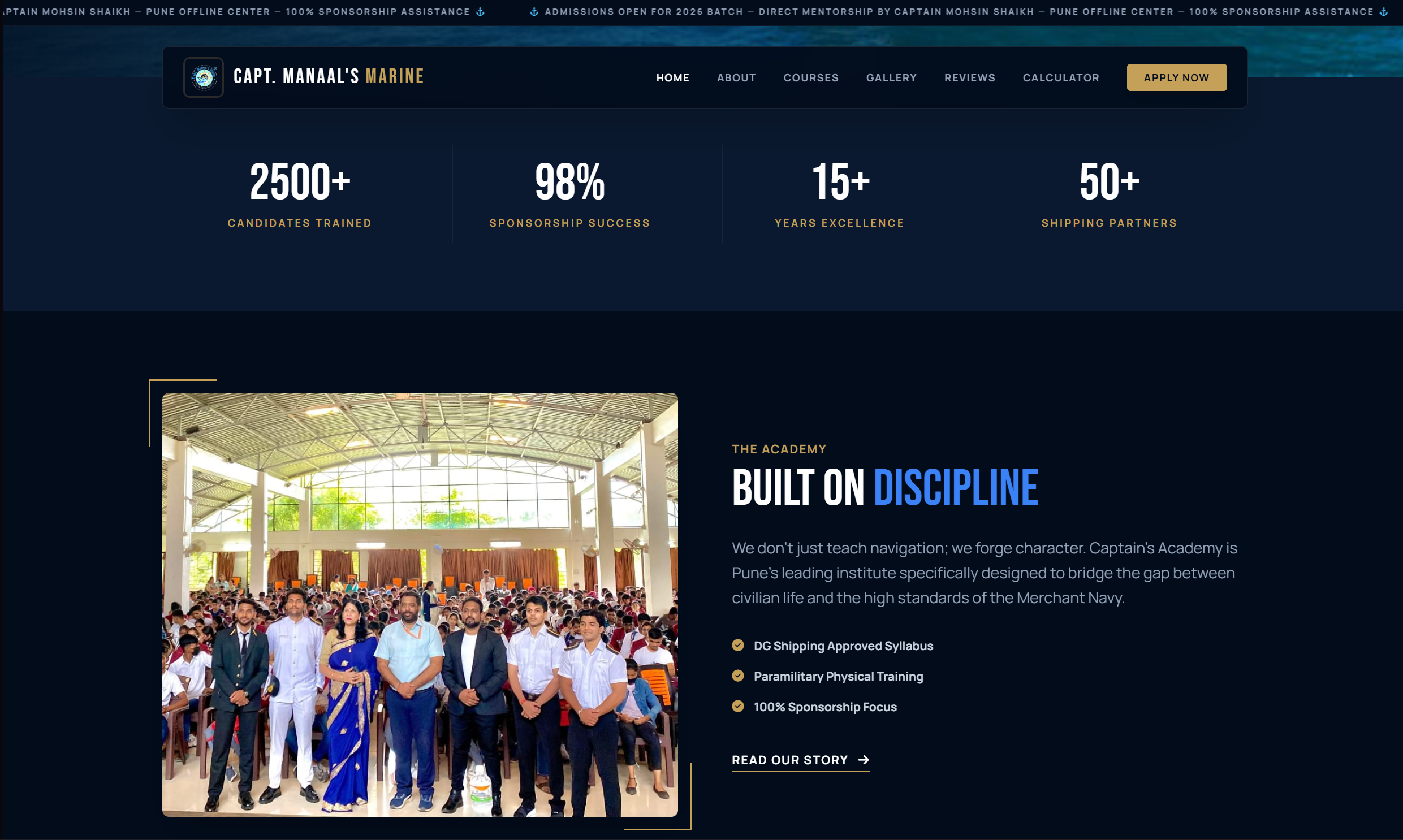 Capt Manaal Marine Website Screenshot 2